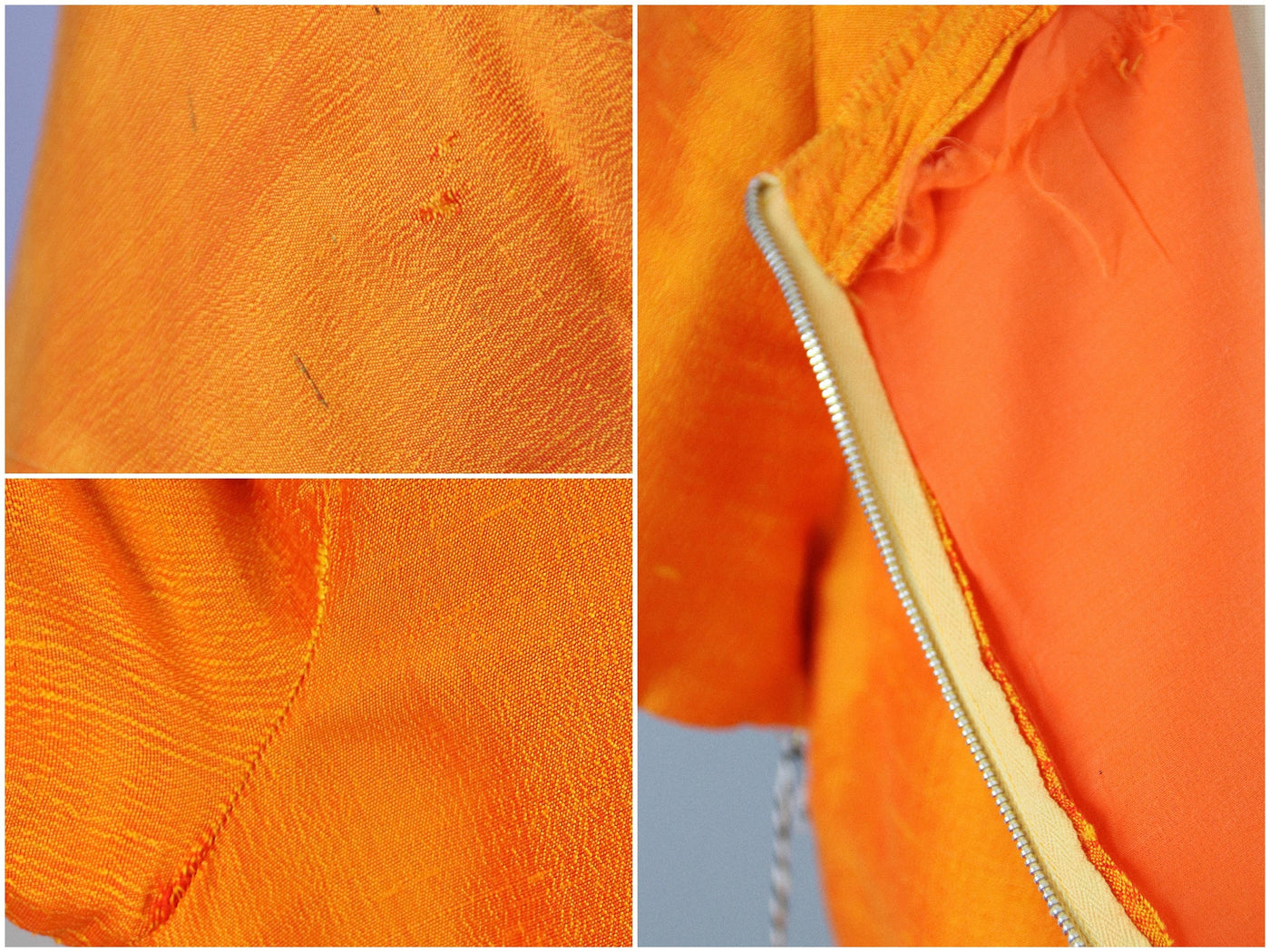 Vintage 1950s Dress / Bright Orange Thai Silk Shantung - ThisBlueBird