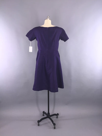 Vintage 1950s Dress / Purple Silk Dress - ThisBlueBird