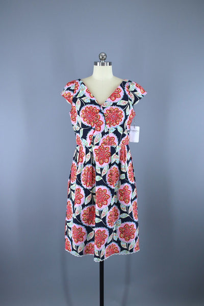 Vintage 1950s Floral Print Cotton Day Dress - ThisBlueBird