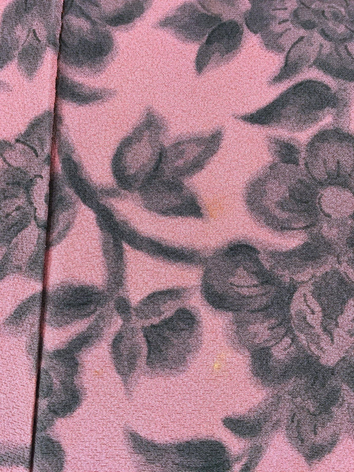 Vintage 1950s Haori Kimono Cardigan / Peach Pink Floral Print - ThisBlueBird