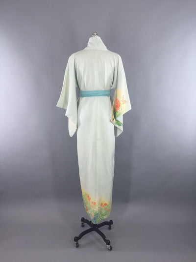 Vintage 1950s Kimono Robe / Blue Floral - ThisBlueBird