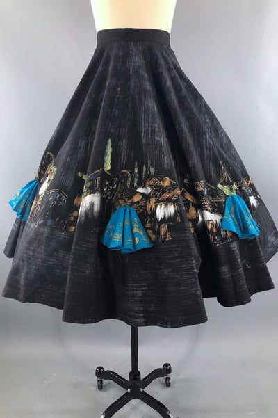 Vintage 1950s Lavable Full Skirt / Mexican Señoritas-ThisBlueBird - Modern Vintage