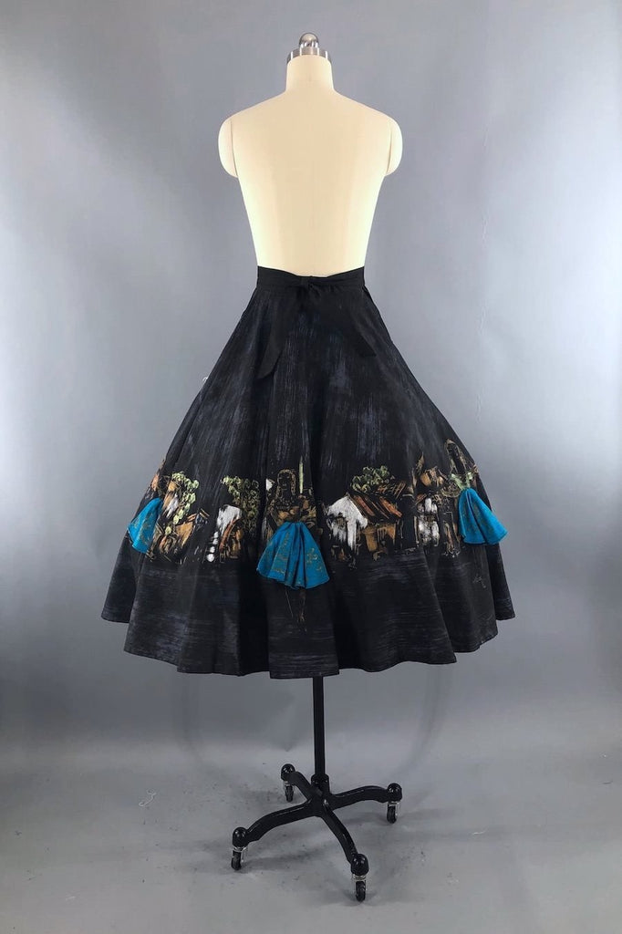 Vintage 1950s Lavable Full Skirt / Mexican Señoritas-ThisBlueBird - Modern Vintage