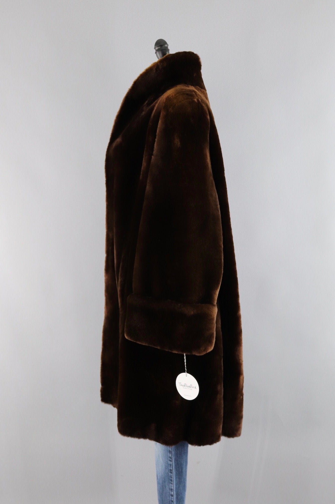 Vintage 1950s Long Brown Mouton Fur Swing Coat – ThisBlueBird
