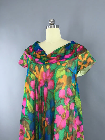 Vintage 1950s Maternity Dress / Silk Chiffon Tent Dress - ThisBlueBird