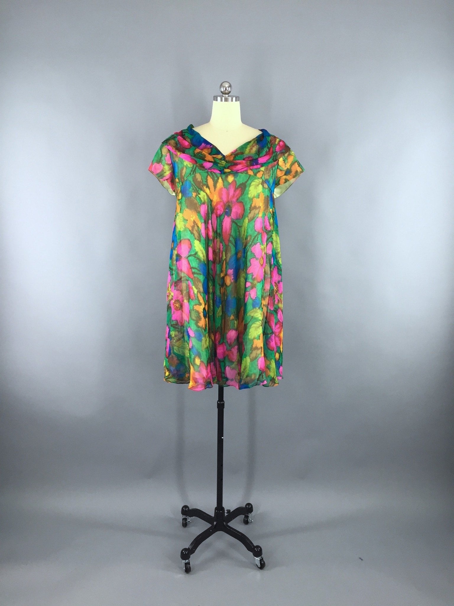 Vintage 1950s Maternity Dress / Silk Chiffon Tent Dress  ThisBlueBird
