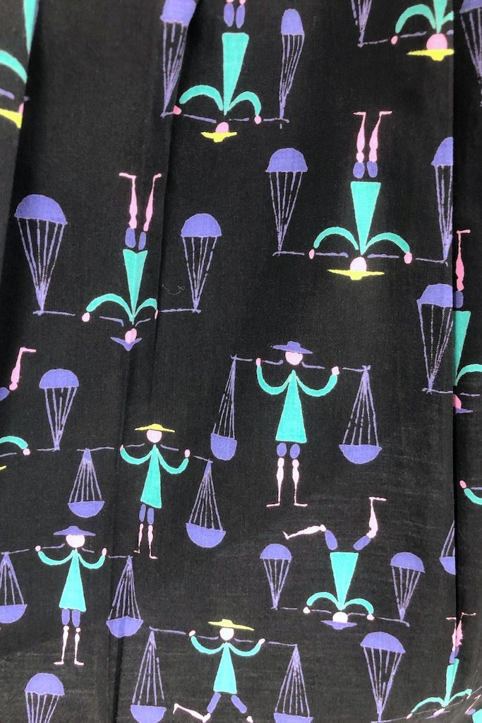 Vintage 1950s Novelty Print Skirt-ThisBlueBird - Modern Vintage
