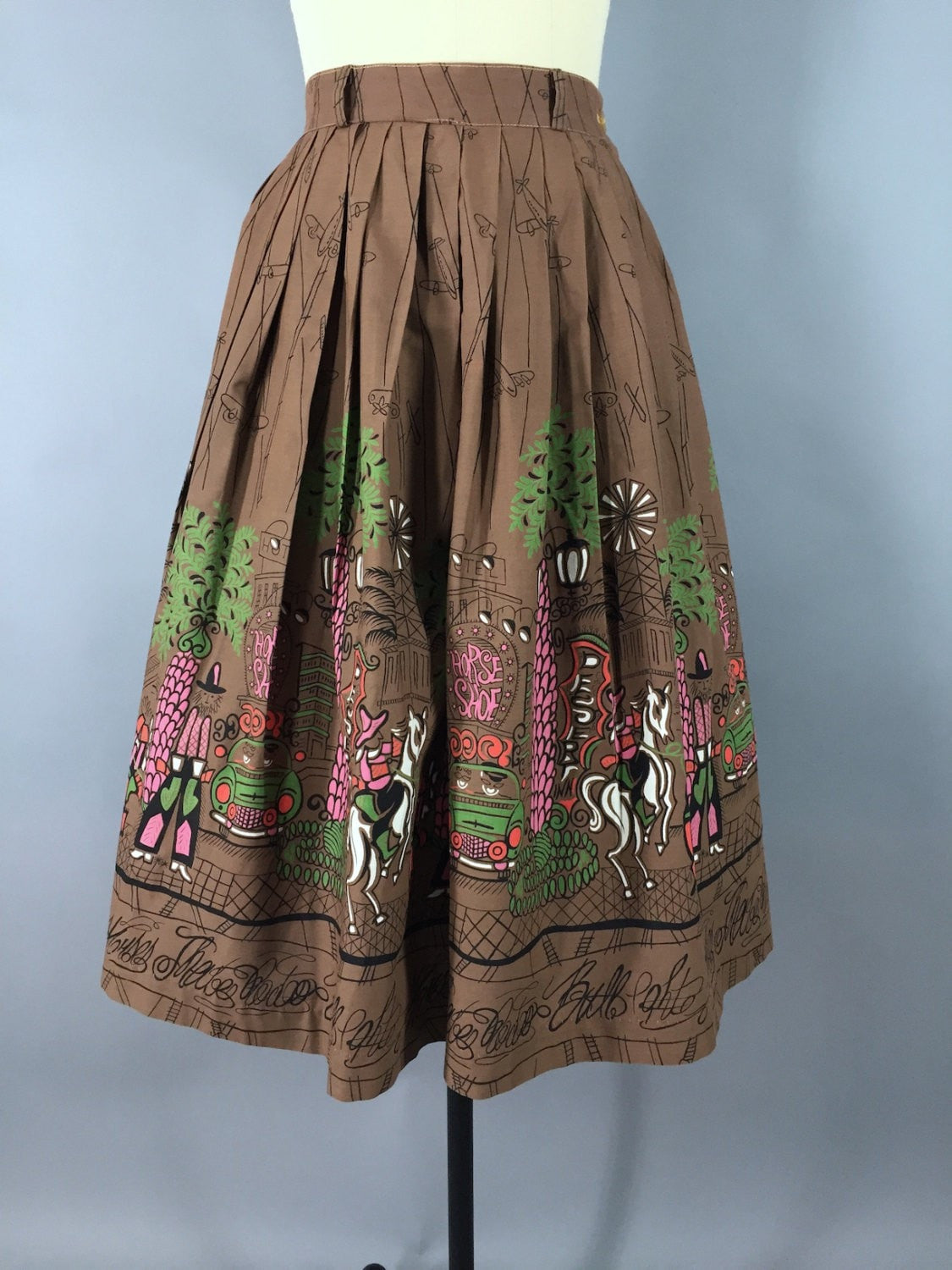 Vintage 1950s Novelty Print Skirt / Vintage Las Vegas - ThisBlueBird