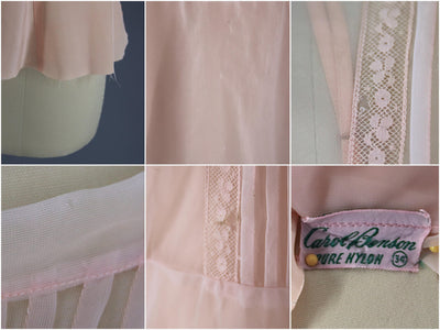 Vintage 1950s Pastel Pink Chiffon Peplum Blouse - ThisBlueBird