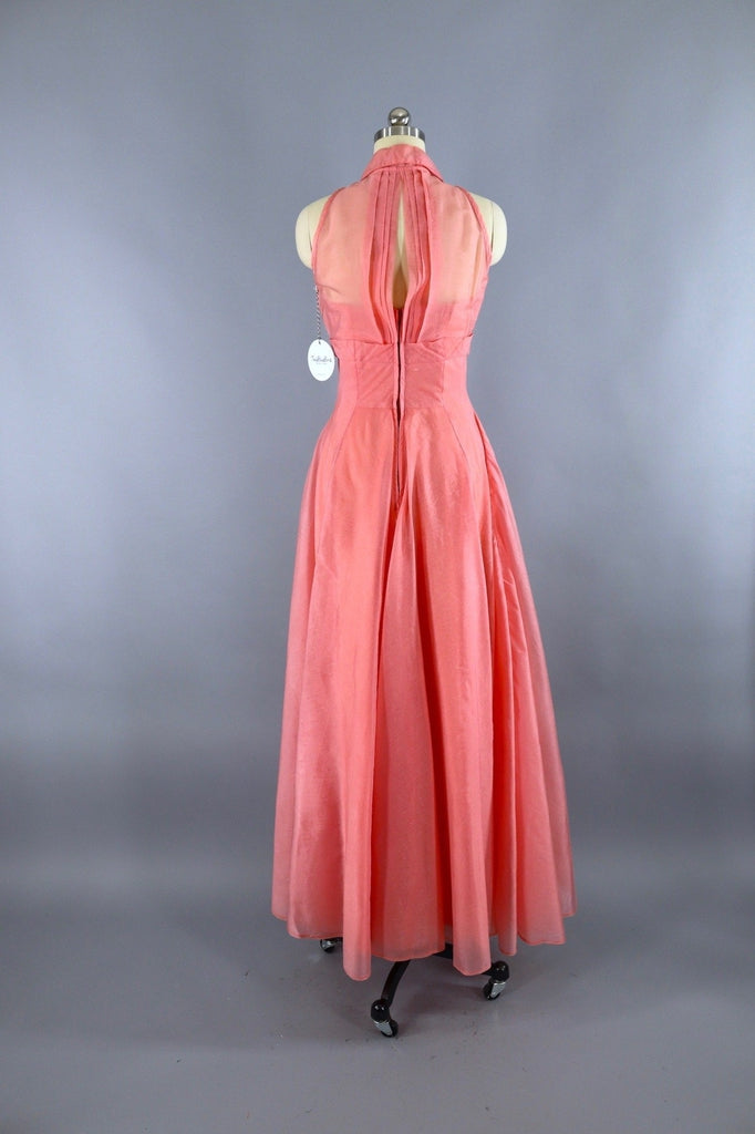 strapless open back dress Vintage 1950s Pink Chiffon Dress Evening Gown with Cropped Jacket –  ThisBlueBird