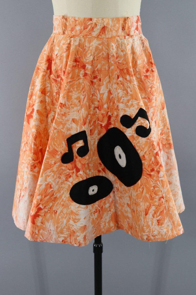 Vintage 1950s Records & Music Novelty Circle Skirt - ThisBlueBird