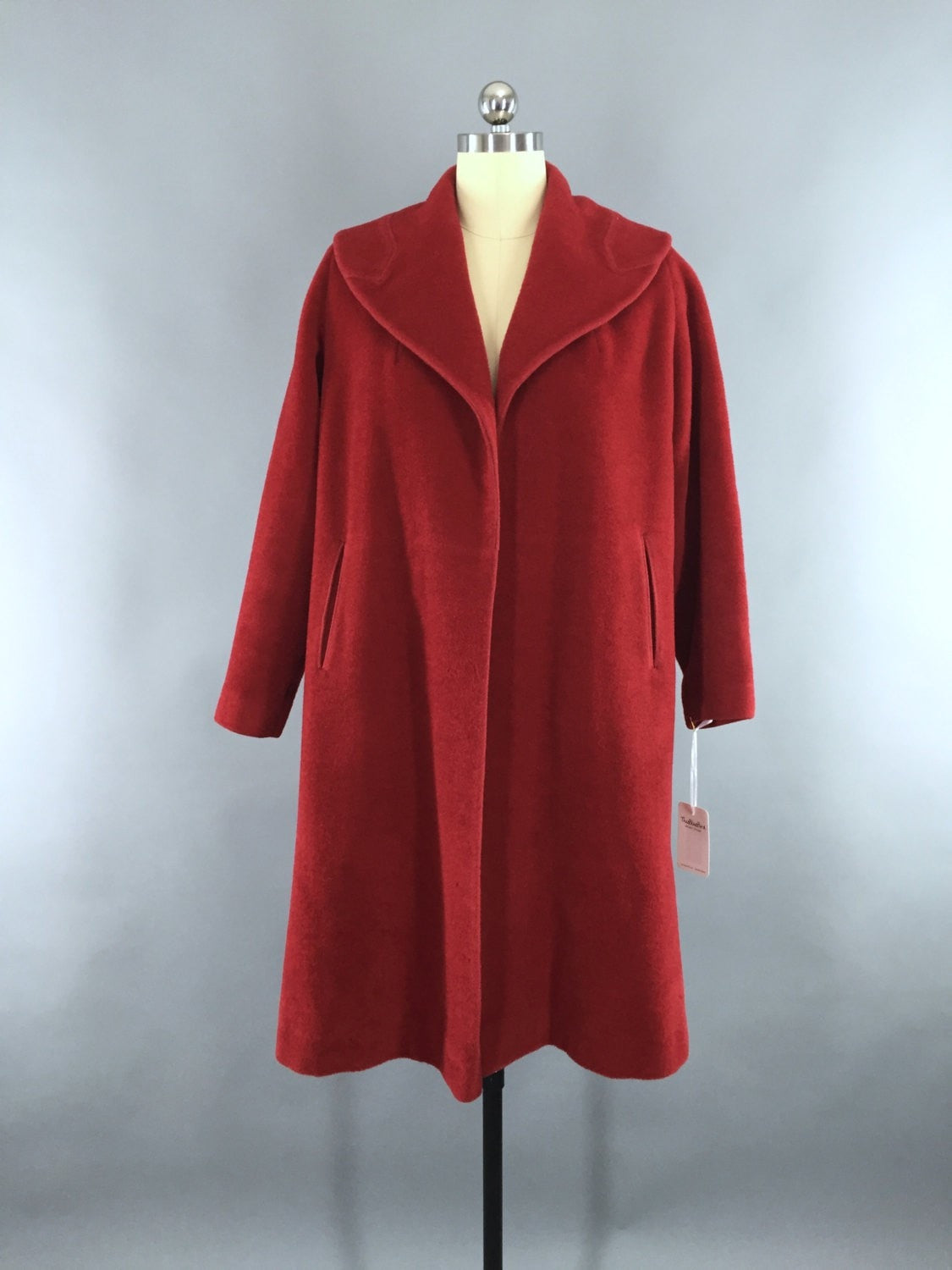 Vintage 1950s Red Charmosa Wool New Look Swing Coat - ThisBlueBird