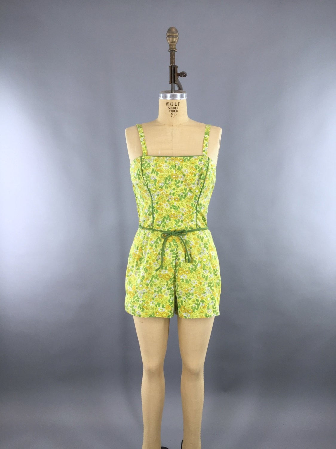 Vintage 1950s Roxanne Romper Playsuit with Yellow Floral Print - ThisBlueBird