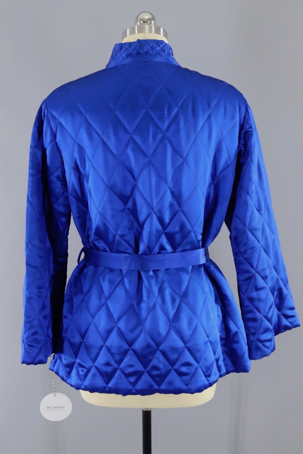 Vintage 1950s Royal Blue Satin Embroidered Jacket - ThisBlueBird