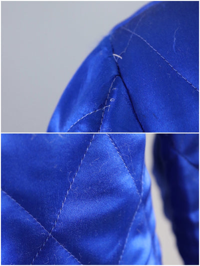 Vintage 1950s Royal Blue Satin Embroidered Jacket - ThisBlueBird