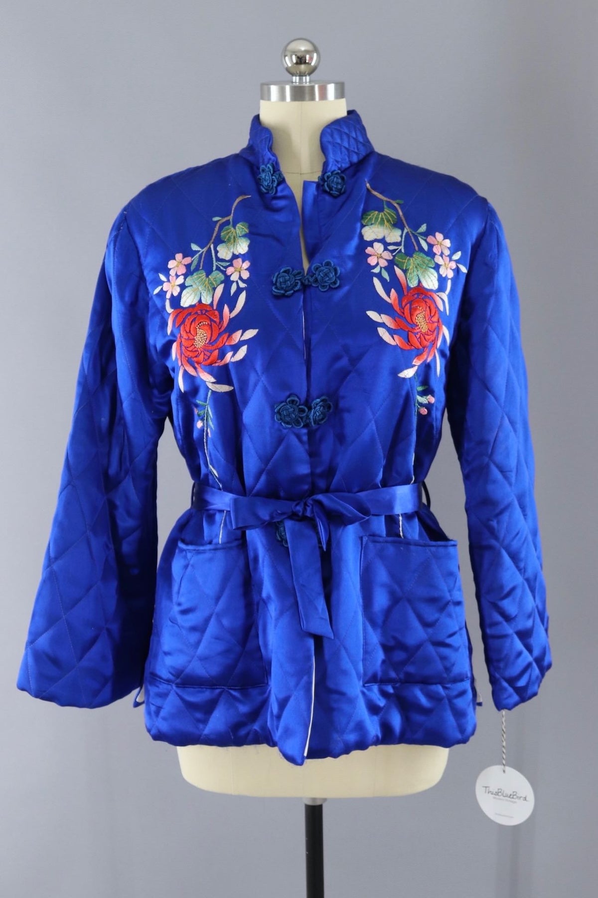 Vintage 1950s Royal Blue Satin Embroidered Jacket – ThisBlueBird