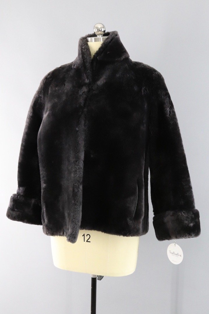 Vintage 1950s Sheared Lamb Mouton Fur Jacket - ThisBlueBird
