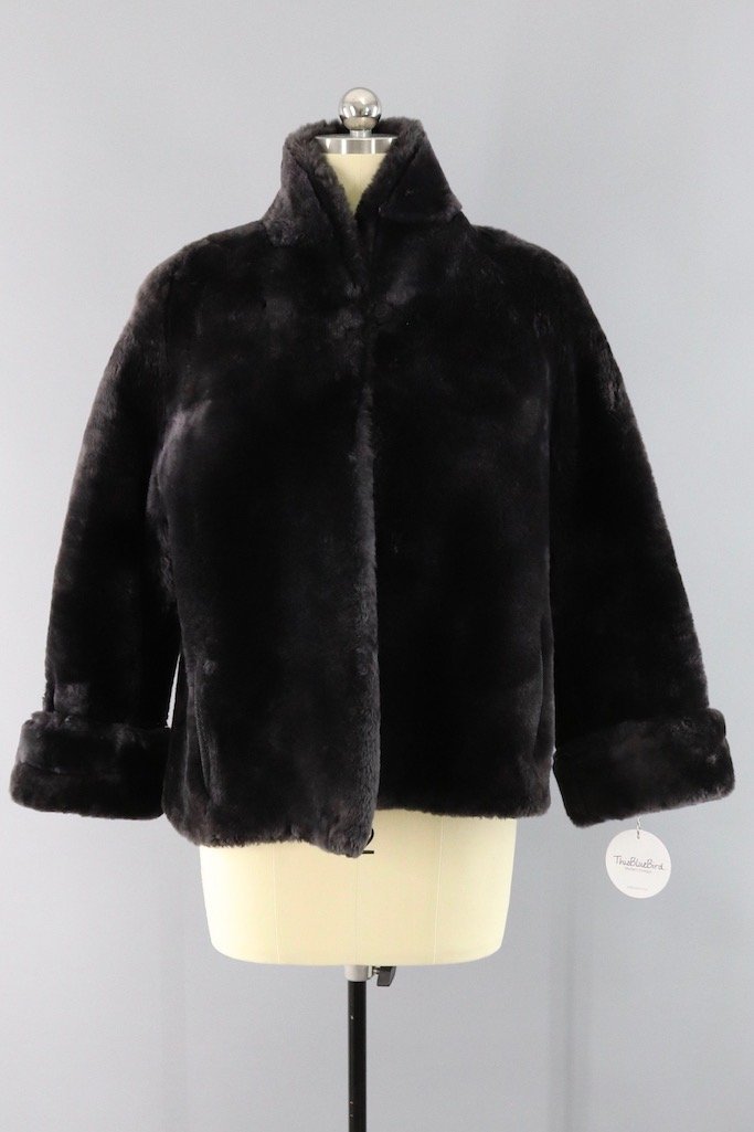 Vintage 1950s Sheared Lamb Mouton Fur Jacket - ThisBlueBird