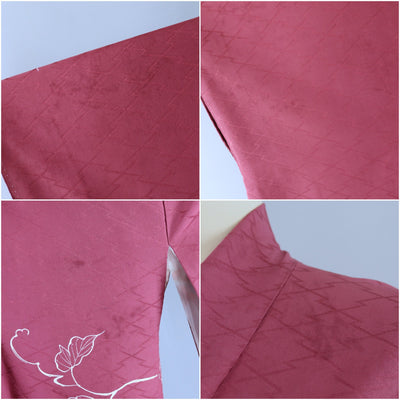 Vintage 1950s Silk Haori Kimono Cardigan Jacket / Mauve Pink Shibori Leaves - ThisBlueBird