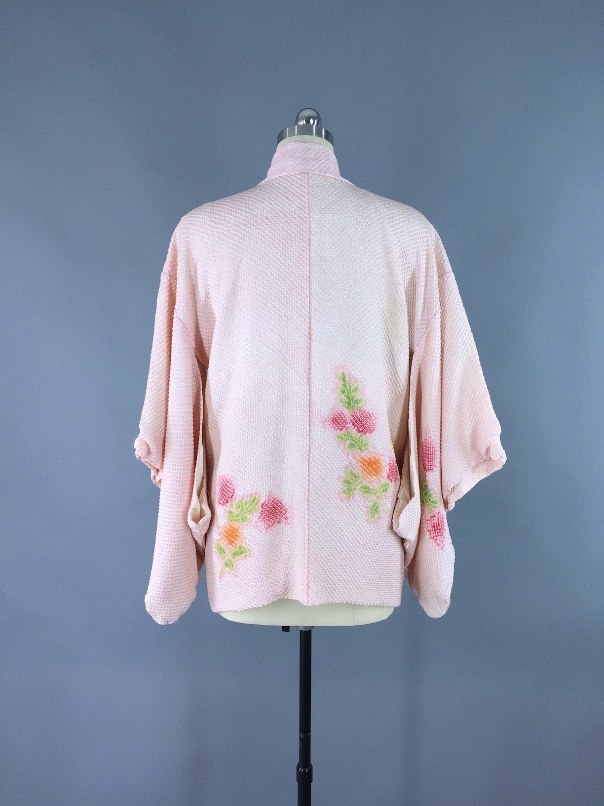 Vintage 1950s Silk Haori Kimono Cardigan Jacket Strawberry Fruit Novelty Print - ThisBlueBird