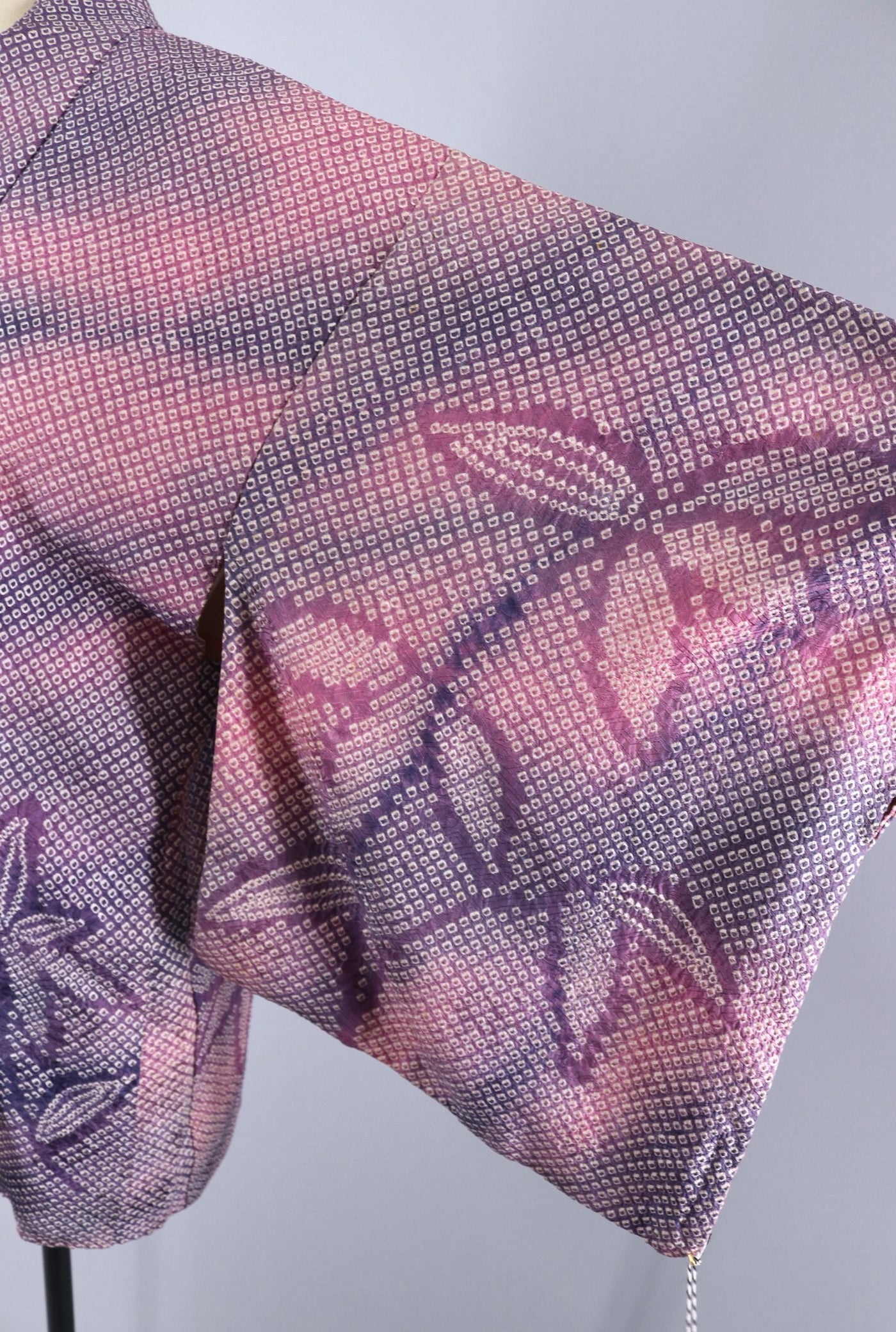 Vintage 1950s Silk Kimono Jacket Cardigan / Purple & Pink Ombre Shibori - ThisBlueBird