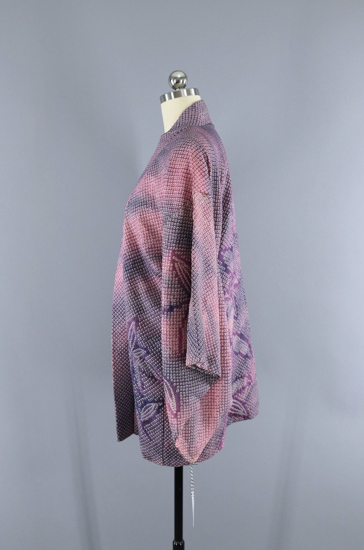 Vintage 1950s Silk Kimono Jacket Cardigan / Purple & Pink Ombre Shibor ...