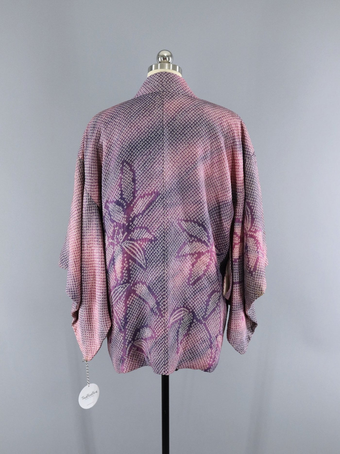 Vintage 1950s Silk Kimono Jacket Cardigan / Purple & Pink Ombre Shibor ...
