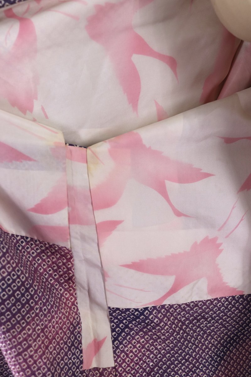 Vintage 1950s Silk Kimono Jacket Cardigan / Purple & Pink Ombre Shibori - ThisBlueBird