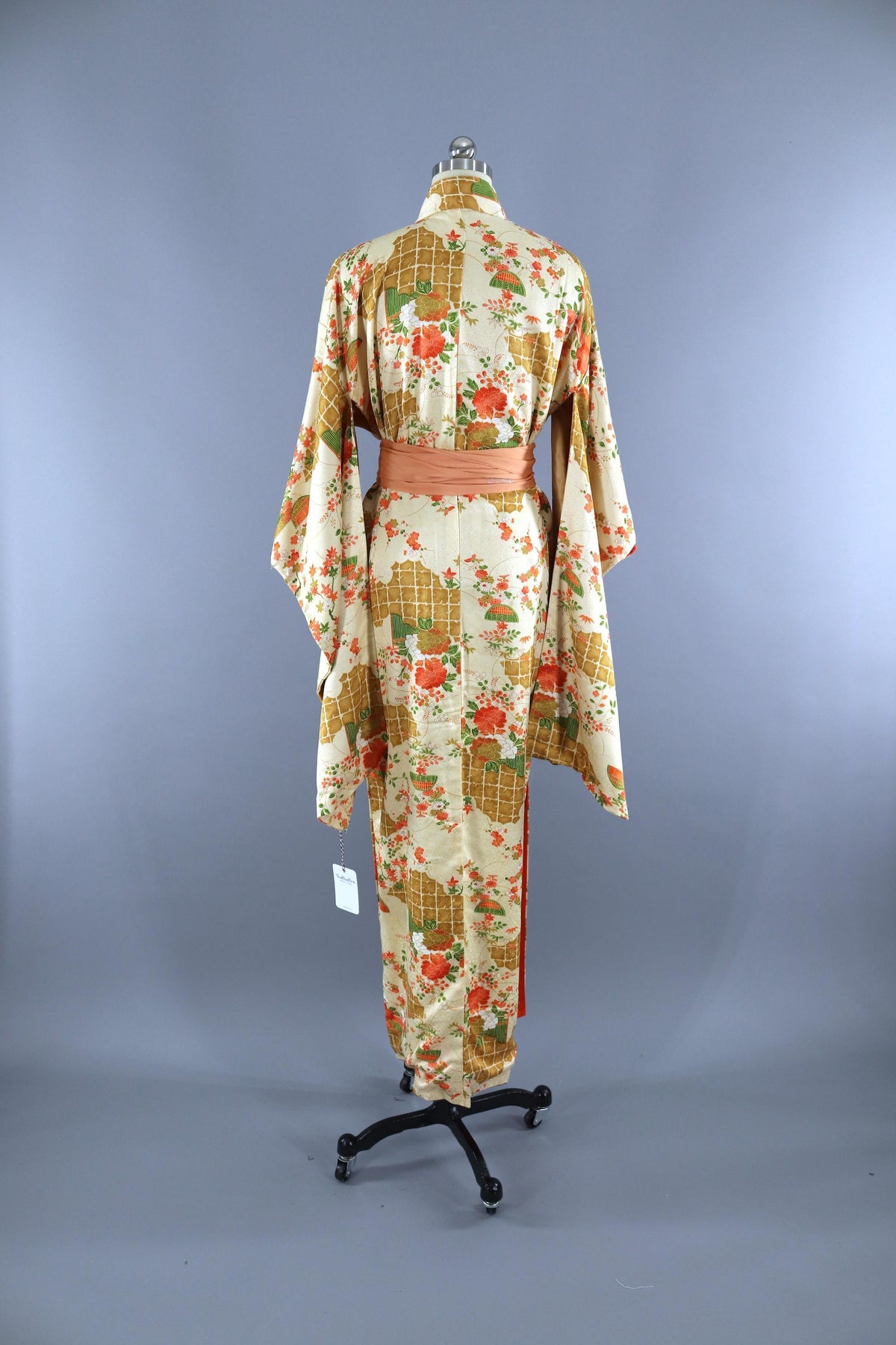 Vintage 1950s Silk Kimono Robe / Ivory Orange Furisode – ThisBlueBird