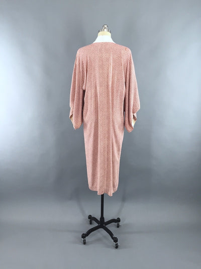 Vintage 1950s Silk Kimono Robe / Mauve Pink Abstract Print - ThisBlueBird
