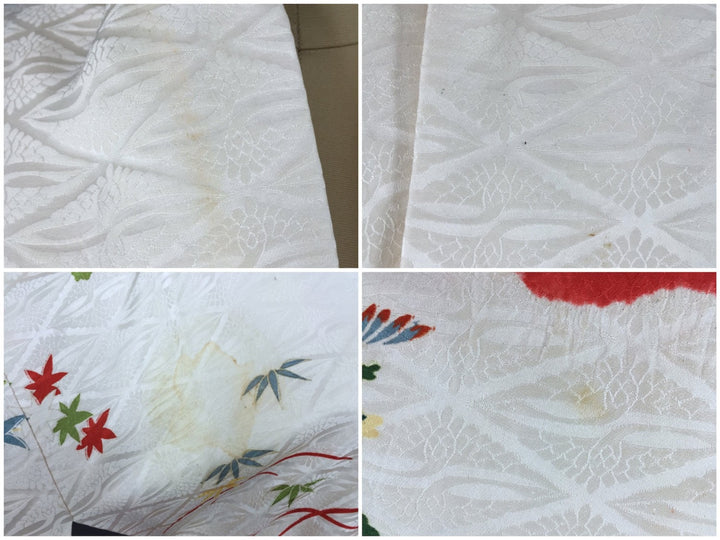 Vintage 1950s Vintage Silk Kimono Robe / White Swan Floral Print - ThisBlueBird
