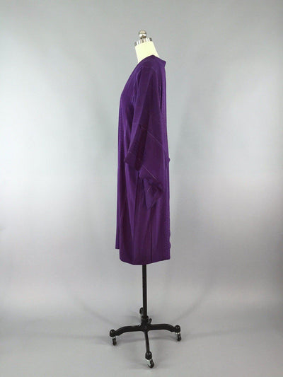 Vintage 1950s Vintage Silk Michiyuki Kimono Coat / Purple Striped - ThisBlueBird