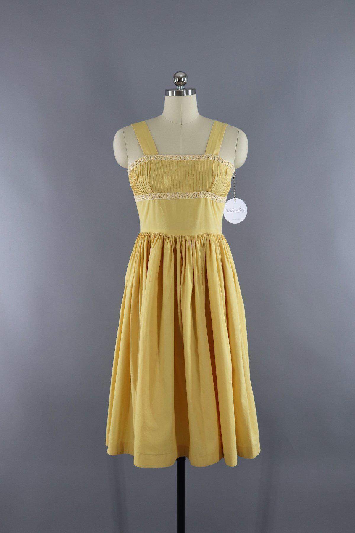 Vintage 1950s Yellow Cotton Dress and Blouse Set - ThisBlueBird