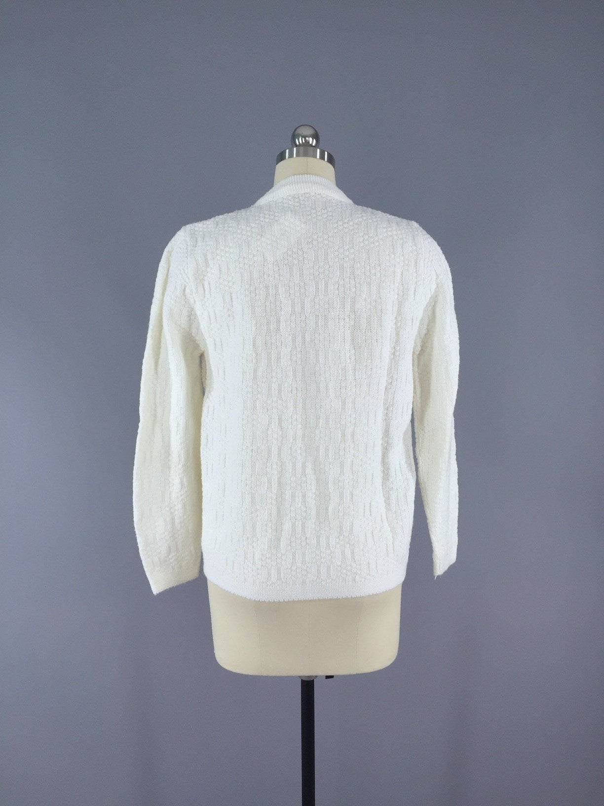 Vintage 1960s-70s White Cardigan Sweater - ThisBlueBird