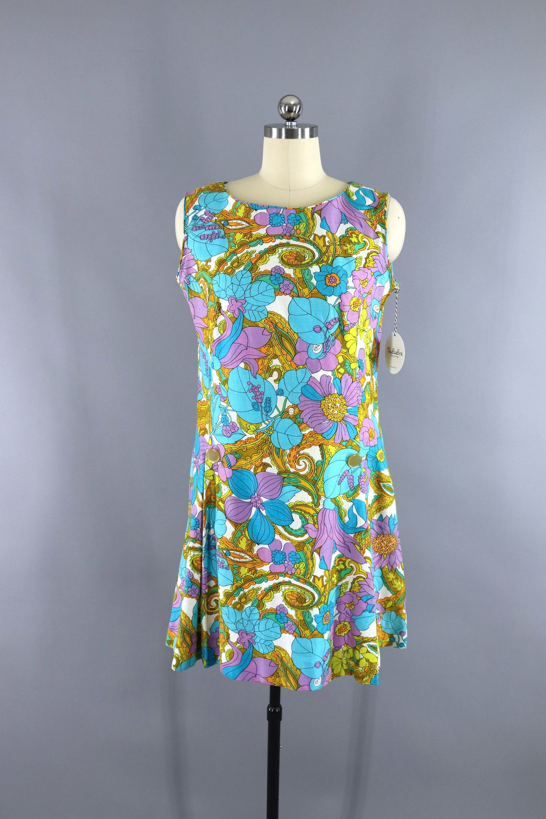 Vintage 1960s Betty Hartford Aqua Blue Mod Floral Print Day Dress –  ThisBlueBird