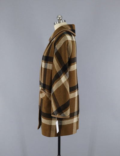 Vintage 1960s Betty Rose Winter Coat / Brown Plaid - ThisBlueBird