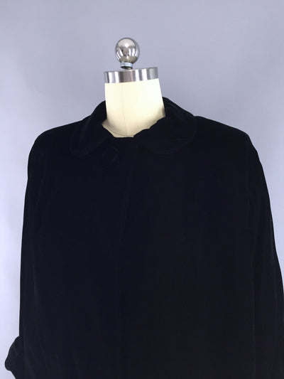 Vintage 1960s Black Velvet Evening Jacket - ThisBlueBird