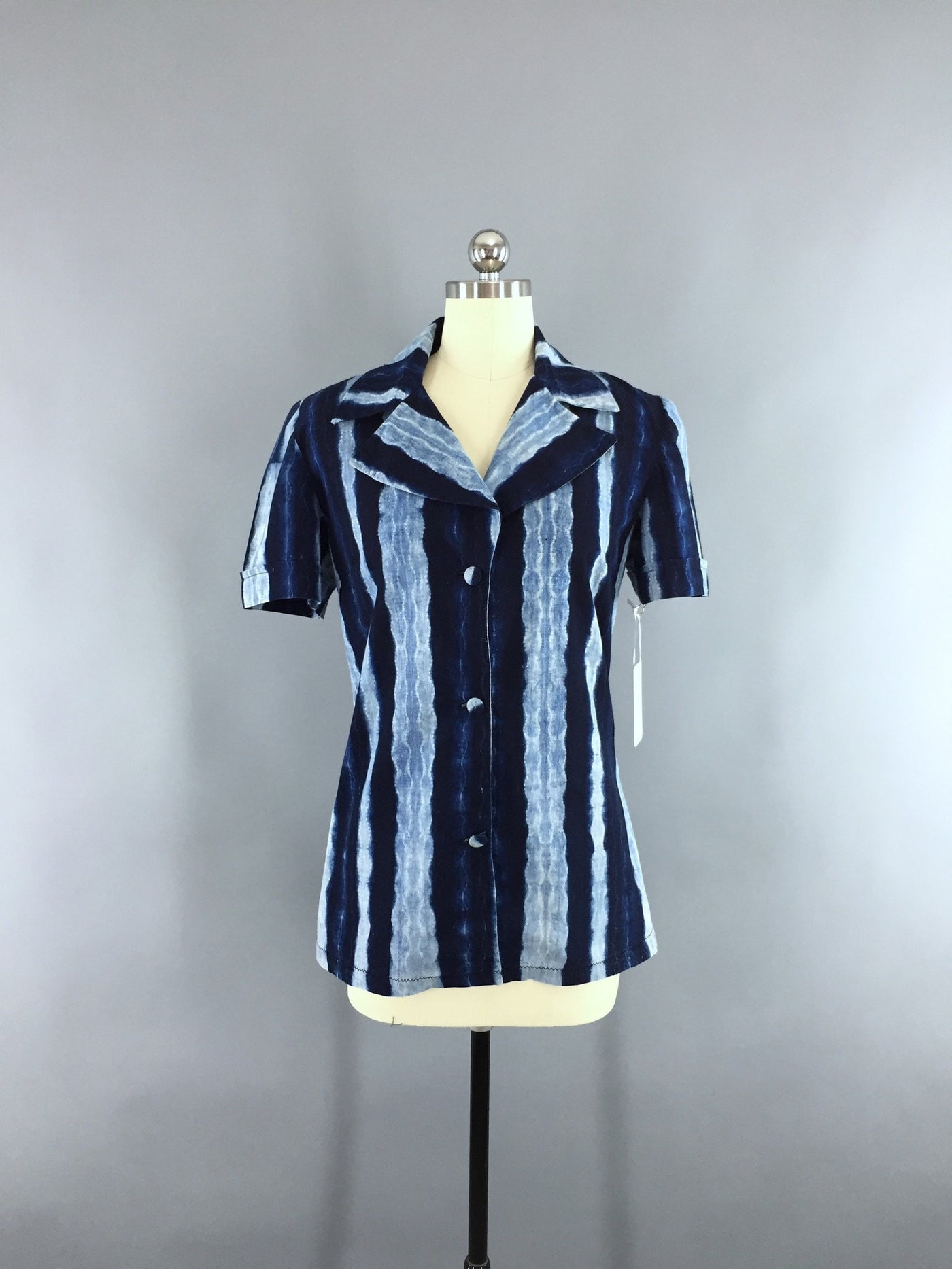 Vintage 1960s Blue Tie Dyed Shirt - ThisBlueBird
