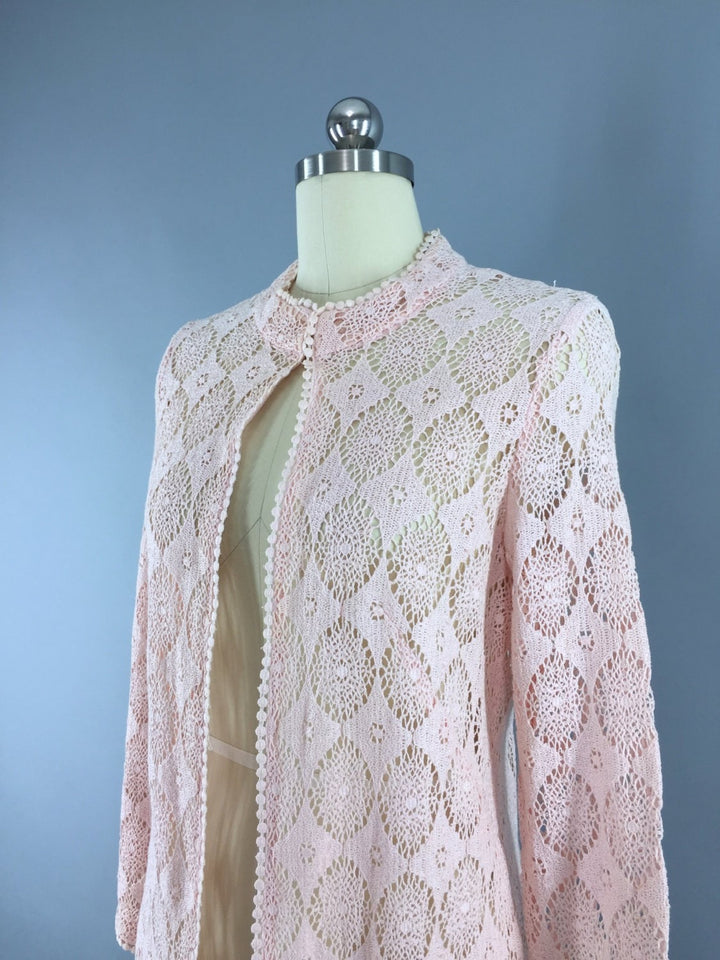 Vintage 1960s Bohemian Festival Crocheted Jacket - ThisBlueBird