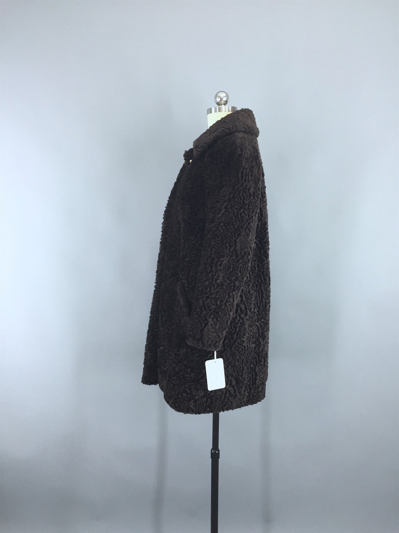 Vintage 1960s Brown Curly Lambswool Faux Fur Coat – ThisBlueBird