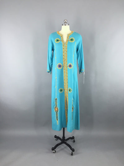Vintage 1960s Caftan Dress / Bohemian Festival Maxi Dress - ThisBlueBird