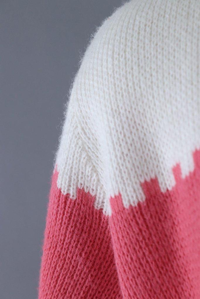 Vintage 1960s Candy Cane Red and White Cardigan Sweater - ThisBlueBird