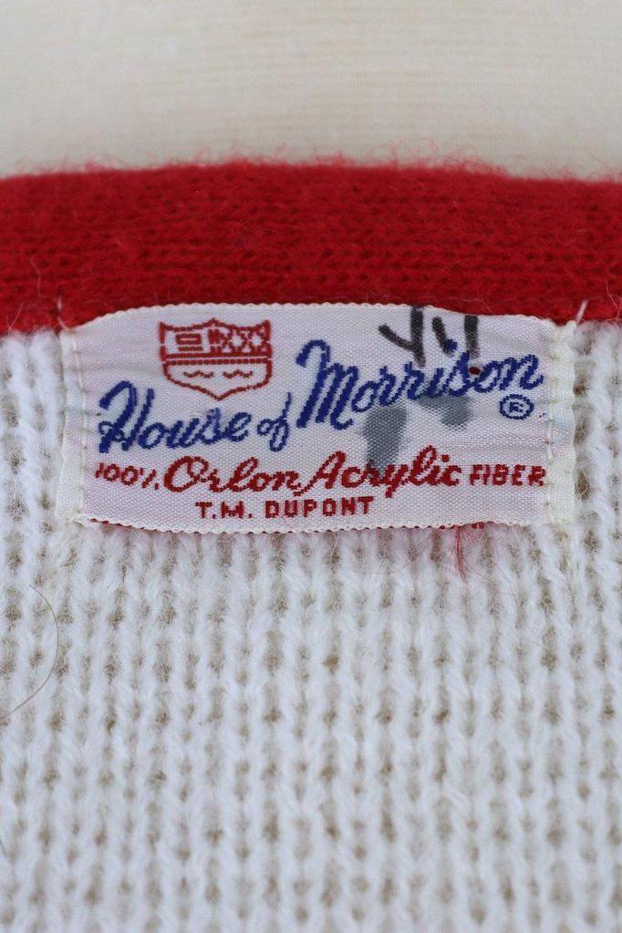 Vintage 1960s Candy Cane Red and White Cardigan Sweater - ThisBlueBird
