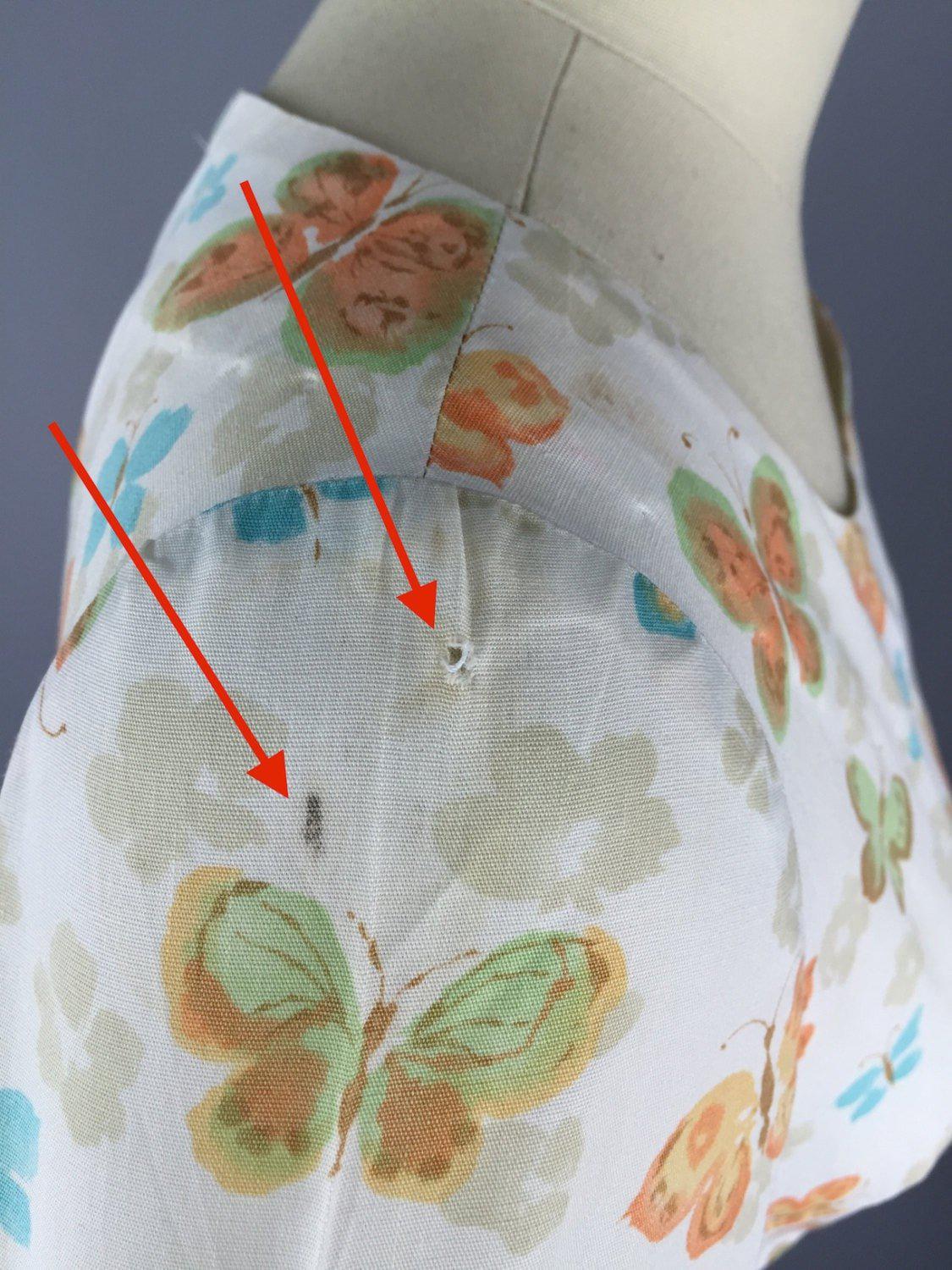 Vintage 1960s Day Dress / Butterfly Novelty Print - ThisBlueBird
