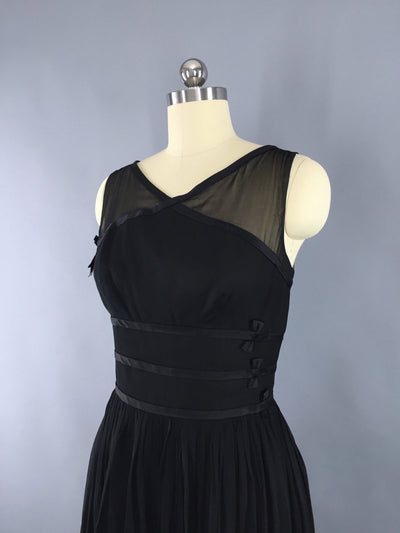 Vintage 1960s Dress / Black Chiffon LBD - ThisBlueBird
