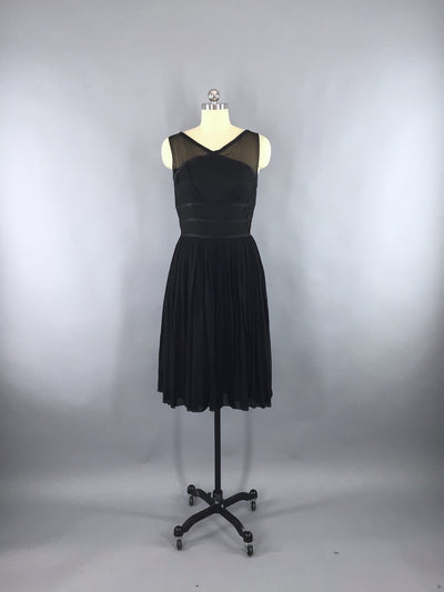Vintage 1960s Dress / Black Chiffon LBD - ThisBlueBird