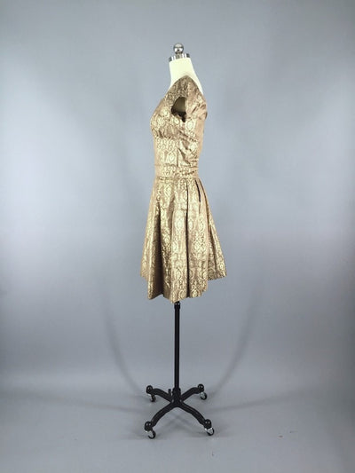 Vintage 1960s Dress / Gold Brocade - ThisBlueBird