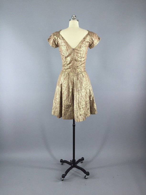 Vintage 1960s Dress / Gold Brocade - ThisBlueBird