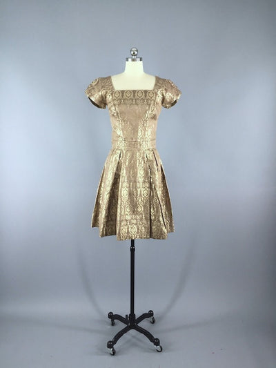 Vintage 1960s Dress / Gold Brocade - ThisBlueBird
