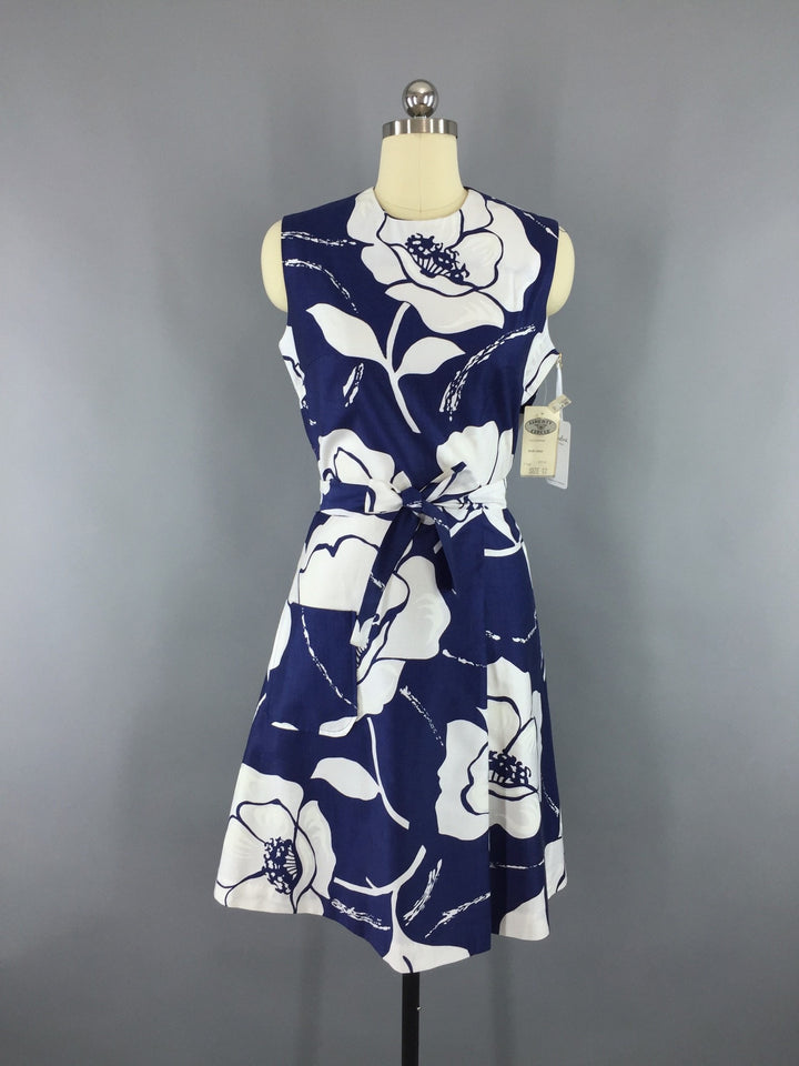 Vintage 1960s Dress / Liberty Circle / Blue Floral Print - ThisBlueBird